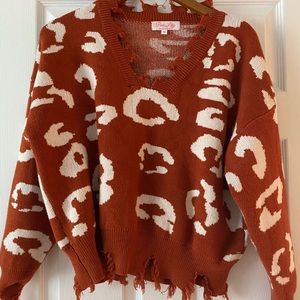 Pink Lily Leopard print sweater